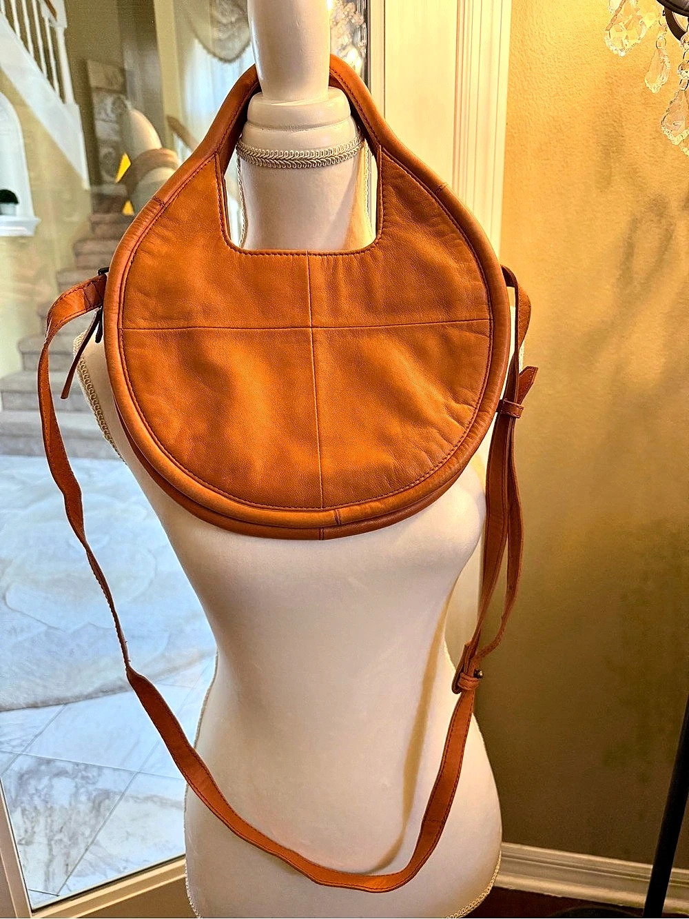 Anthropologie Julien, Sheep Leather Crossbody Bag in Burnt Orange